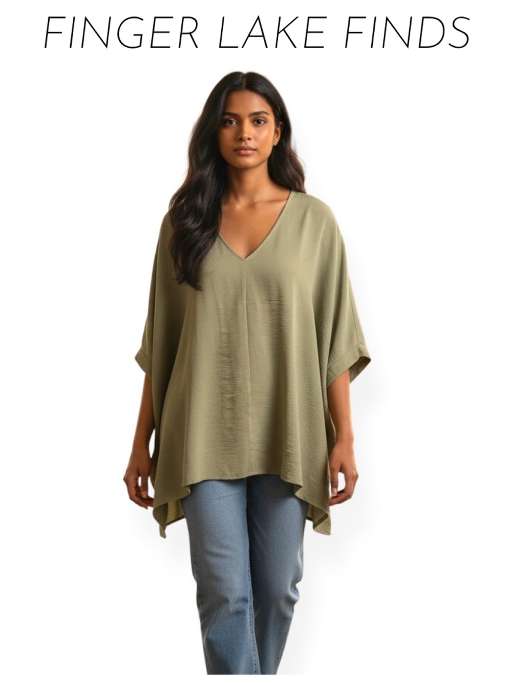 Women's NWT Short Sleeve V-Neck Olive Tunic, L/XL